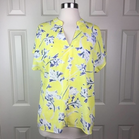 CAbi Tops - CAbi Yellow Floral Watercolor Blouse Small